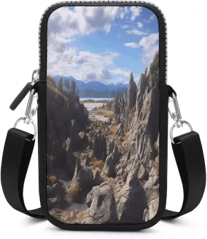 Small Crossbody Wallet Phone Bag,Rocks Scenic Print Cell Phone Purse,Travel Crossbody Bag