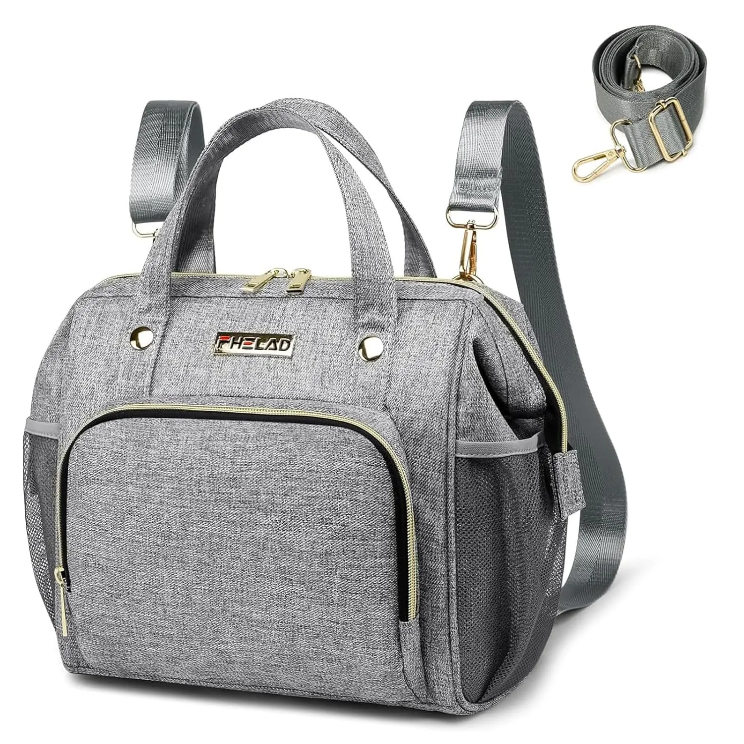 Small Diaper Bag Tote Diaper Backpack Crossbody, Toddler Diaper Bags Waterproof Multi-Function Newborn Baby Stylish Mini Tote Maternity Bags Travel Backpacks with Insulated Pockets, Gray