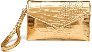 Small Envelope Clutch Purse for Women Leather Handbag Wallet Evening Bag with Detachable Wristlet Strap