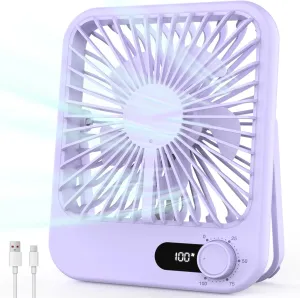 Small Fan Portable, 6.8 Inch Quiet Desk Fan Rechargeable with 2500mAh Battery Operated, 100 Speeds Adjustable Personal Mini Desktop Fan for Bedroom Office Travel Beach, Cruise Ship Essentials, Purple