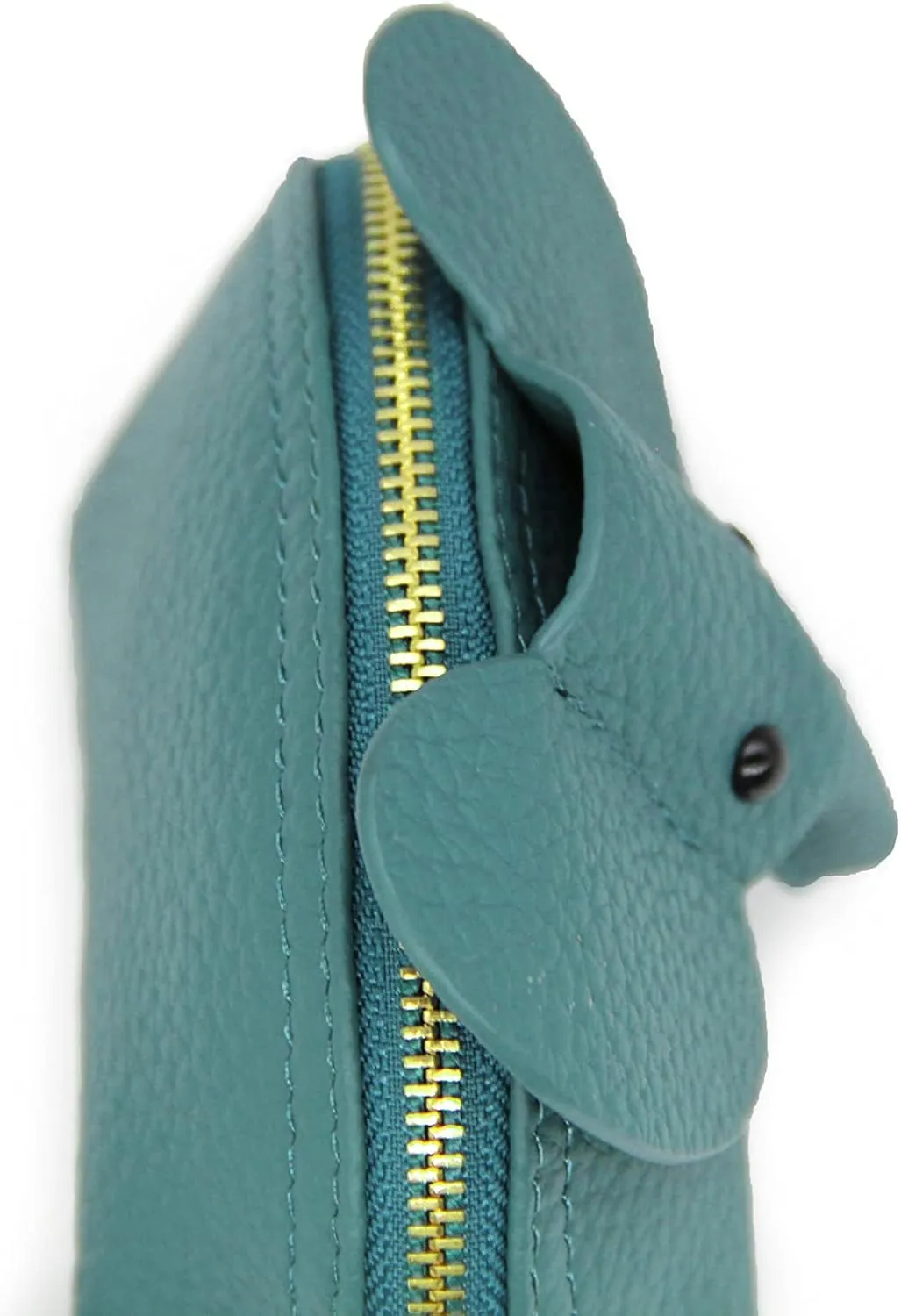 Small Leather Coin Purse for Women Cute Elephant Change Purse for Girls Zipper Coin Pouch Wallet with Key Chain and Wrist Strap (2-Lake blue)