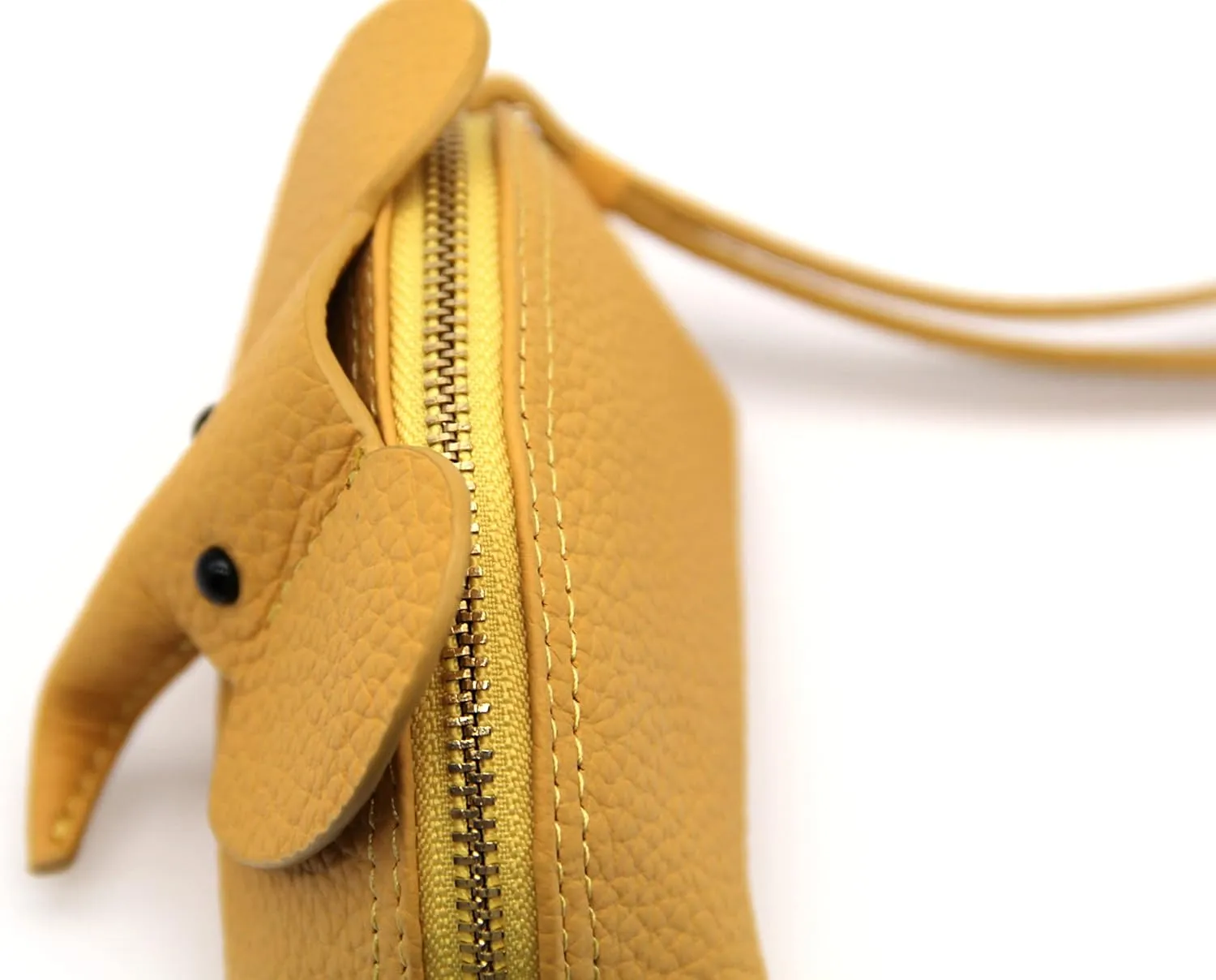 Small Leather Coin Purse for Women Cute Elephant Change Purse for Girls Zipper Coin Pouch Wallet with Key Chain and Wrist Strap (3-Yellow)