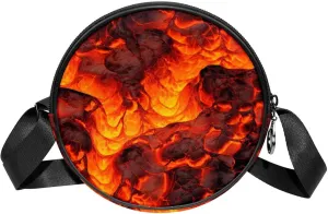 Small Round Crossbody Bags Shoulder Handbags, Cartoon Volcano Abstract