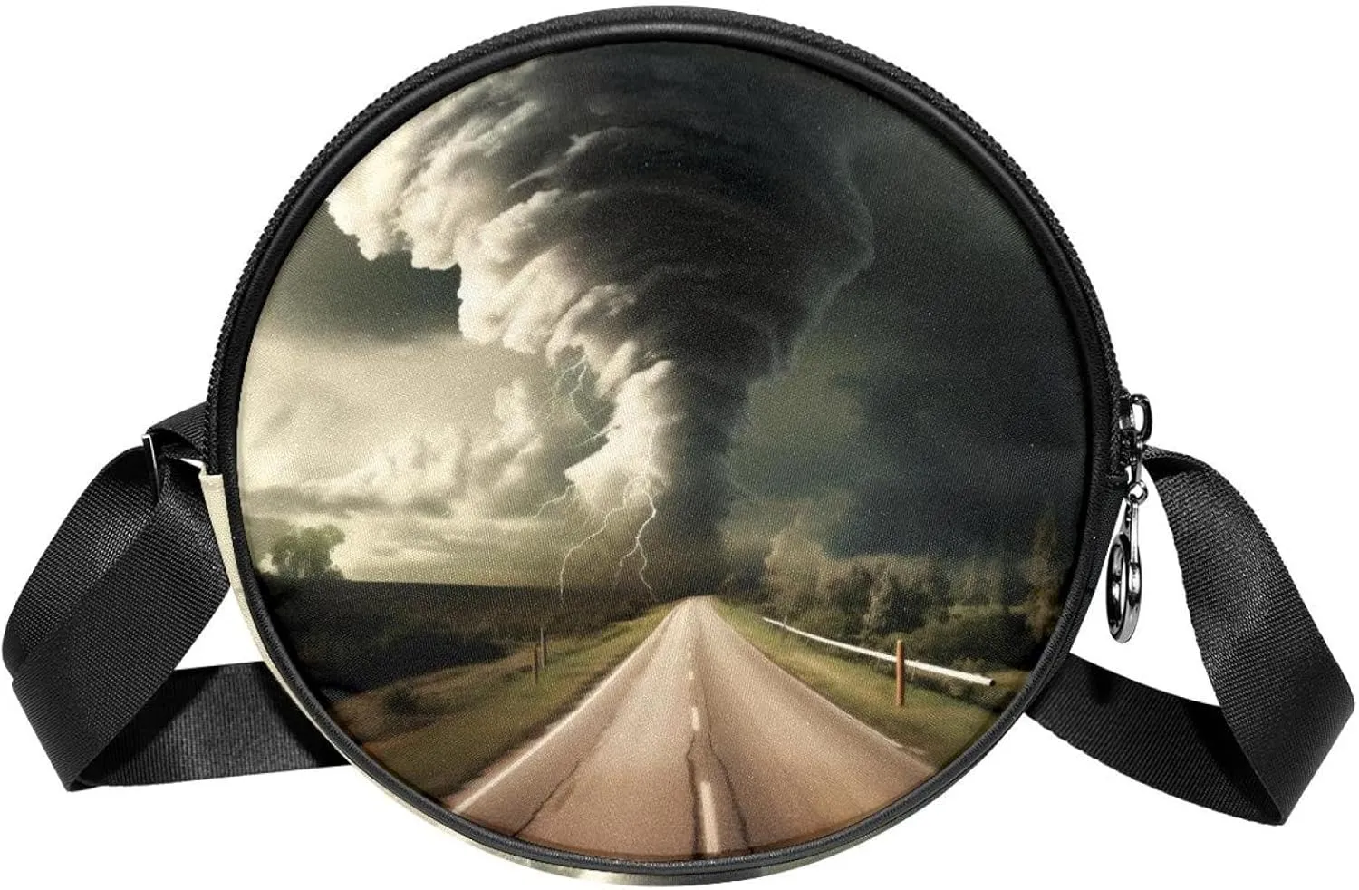 Small Round Crossbody Bags Shoulder Handbags, Road and Tornado