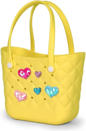Small Rubber Tote Bag with 5 Charms Cute Beach Tote Small Rubber Bags for Women