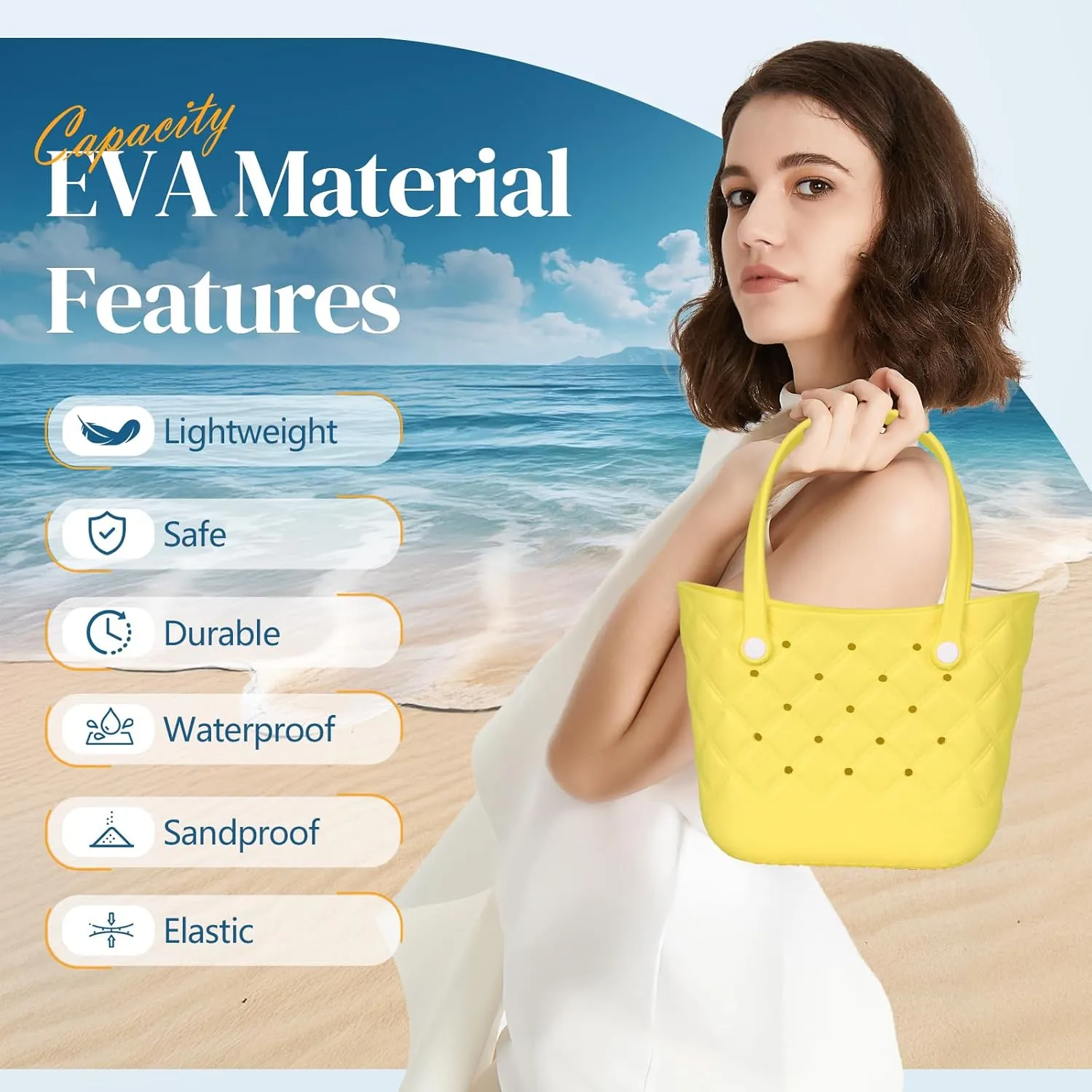 Small Rubber Tote Bag with 5 Charms Cute Beach Tote Small Rubber Bags for Women