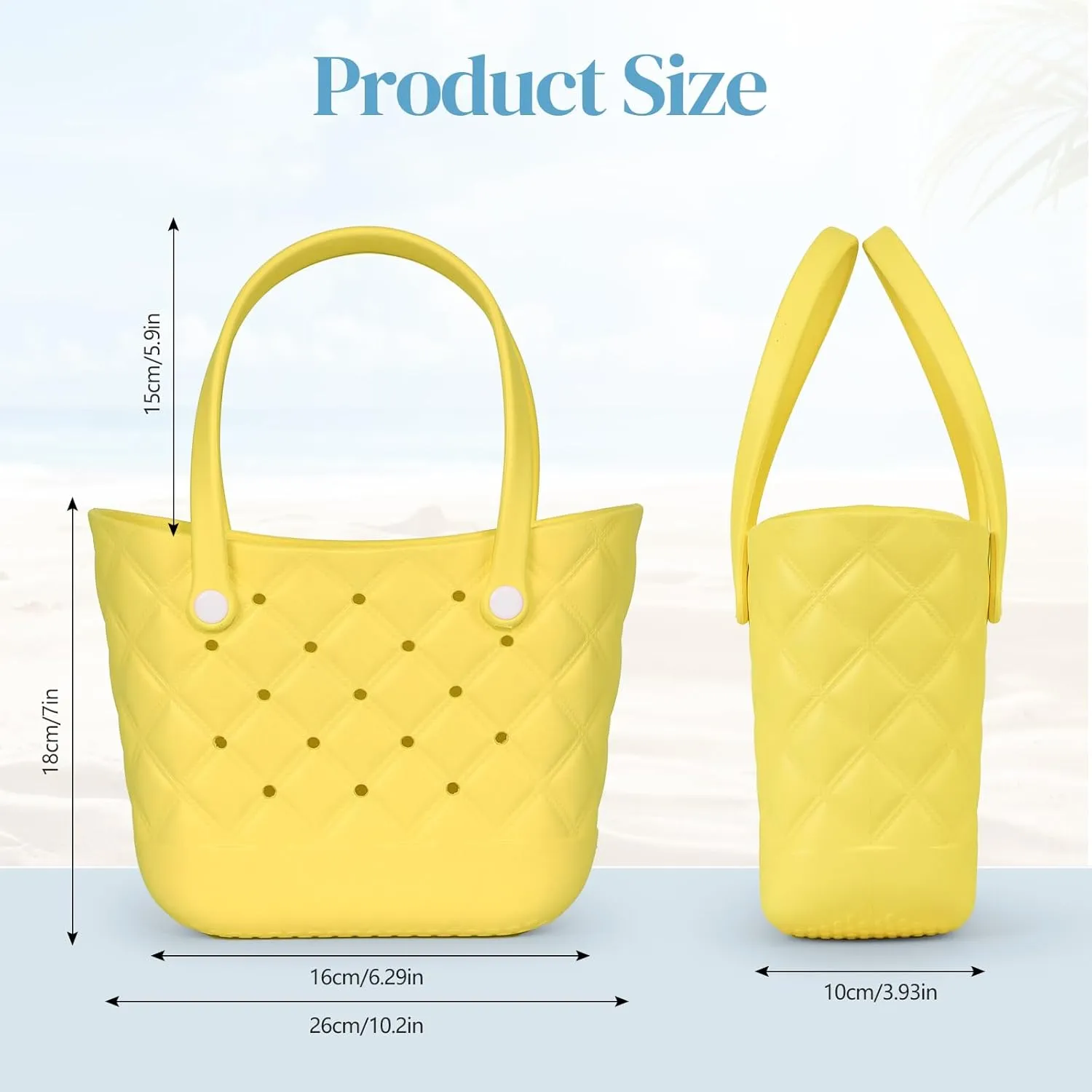 Small Rubber Tote Bag with 5 Charms Cute Beach Tote Small Rubber Bags for Women