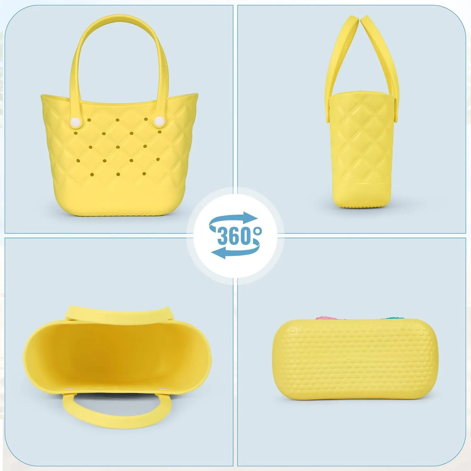 Small Rubber Tote Bag with 5 Charms Cute Beach Tote Small Rubber Bags for Women