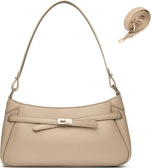 Small Shoulder Bag for Women - Mini Crossbody Little PU Leather Handbag with 2 Removable Straps and Zipper Closure