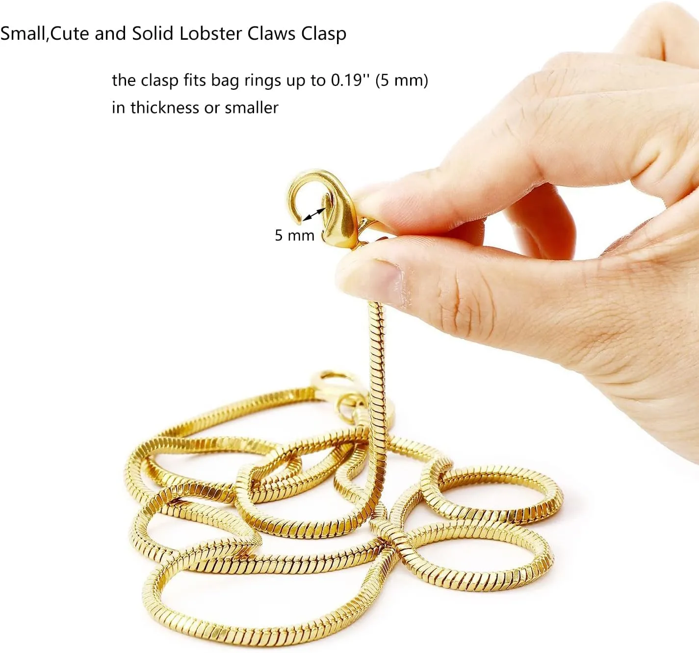 Small Square Copper Purse Shoulder Cross Body Handbag Bag Chains Strap Replacement(Yellow Gold, 47'')