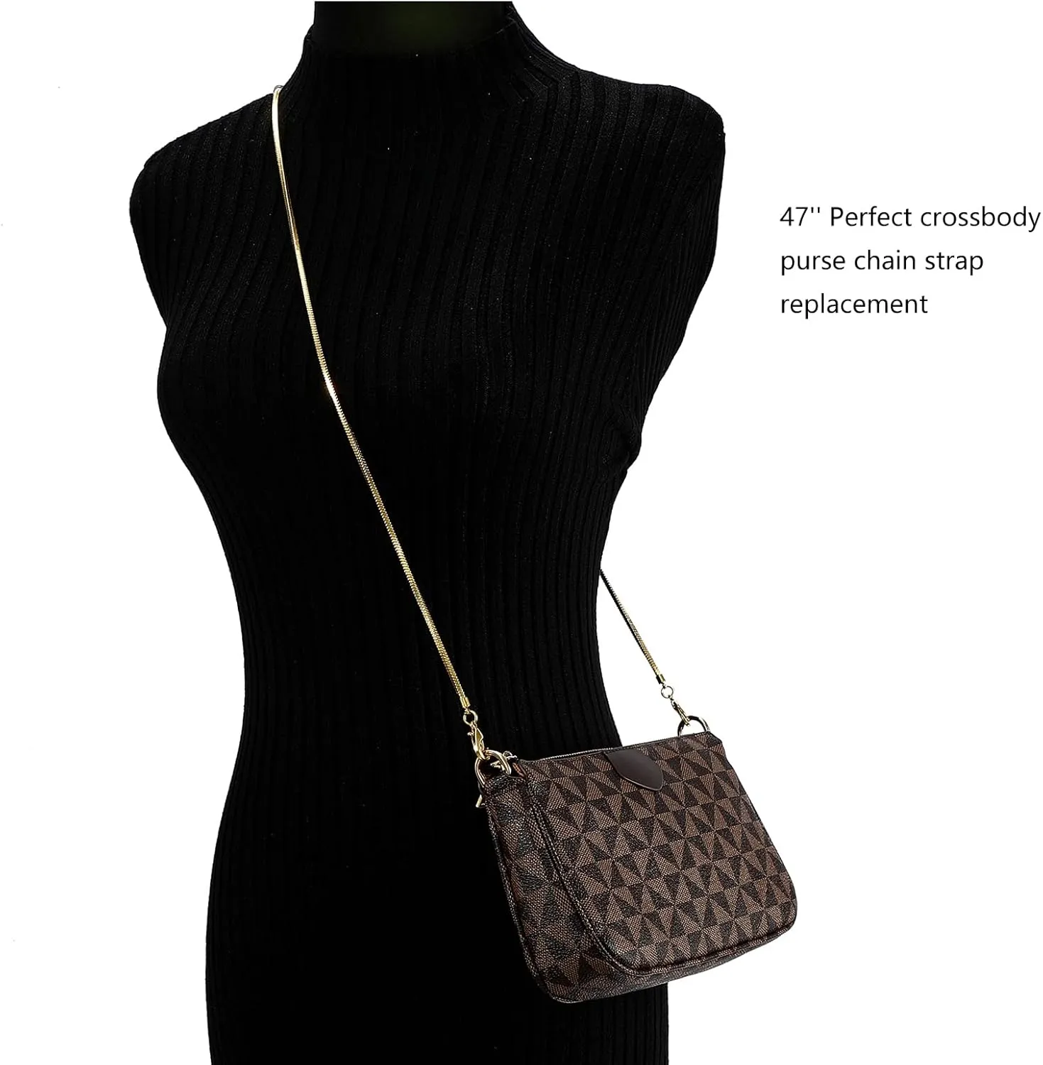 Small Square Copper Purse Shoulder Cross Body Handbag Bag Chains Strap Replacement(Yellow Gold, 47'')