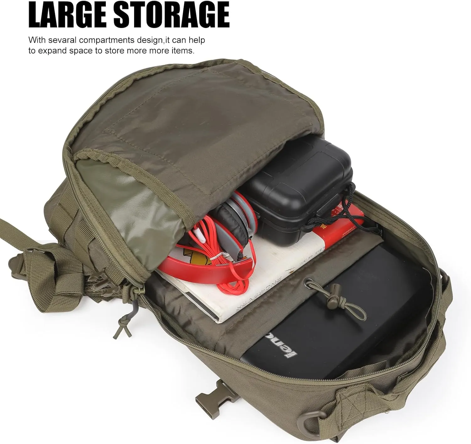 Small Tactical Backpack 12L Molle Bag Rucksack Army Daypack Military Daypack for Outdoor,Hiking (Green)