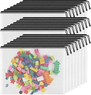 Smarpau A3 Mesh Zipper Pouch, 24 Pack 17.4" x 12.4" Large Zipper Pouches for Organizing, Multipurpose Waterproof Zipper Bags for Travel, Office, Home Storage, Black