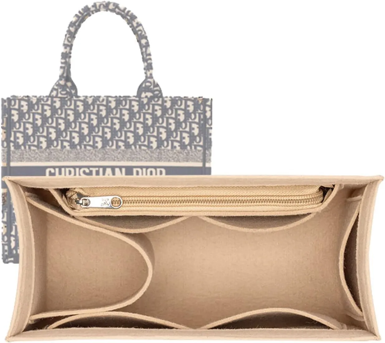 SMART DK Purse Organizer for Dior Book Tote - Premium Felt Insert with Multiple Pockets