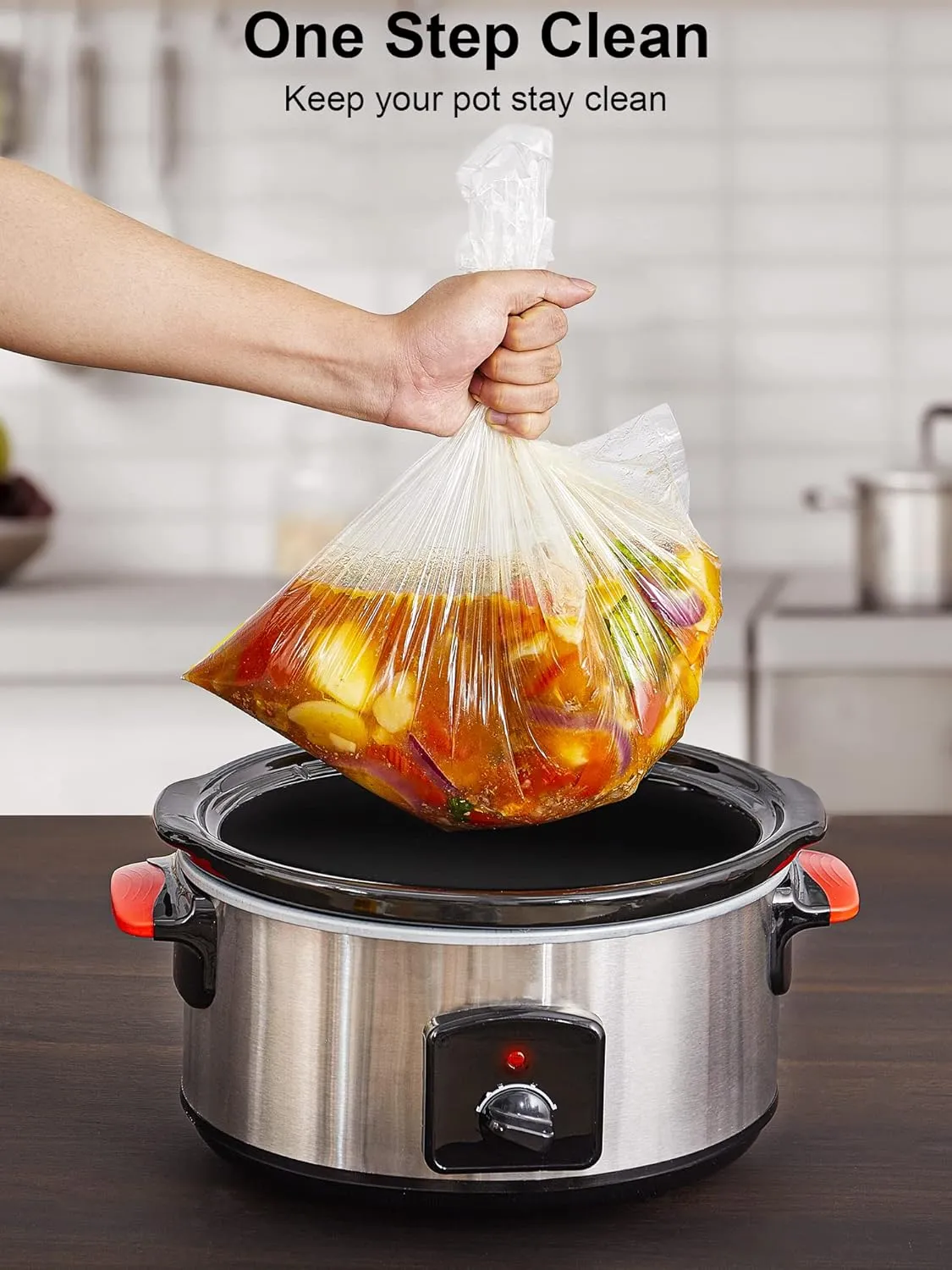 SMARTAKE Slow Cooker Liners, Large Size 13"x 21" Disposable Cooking Bags, Fit 3QT to 8QT for Slow Cooker, Cooking Trays, Suitable for Oval & Round Pots, 60 Liners