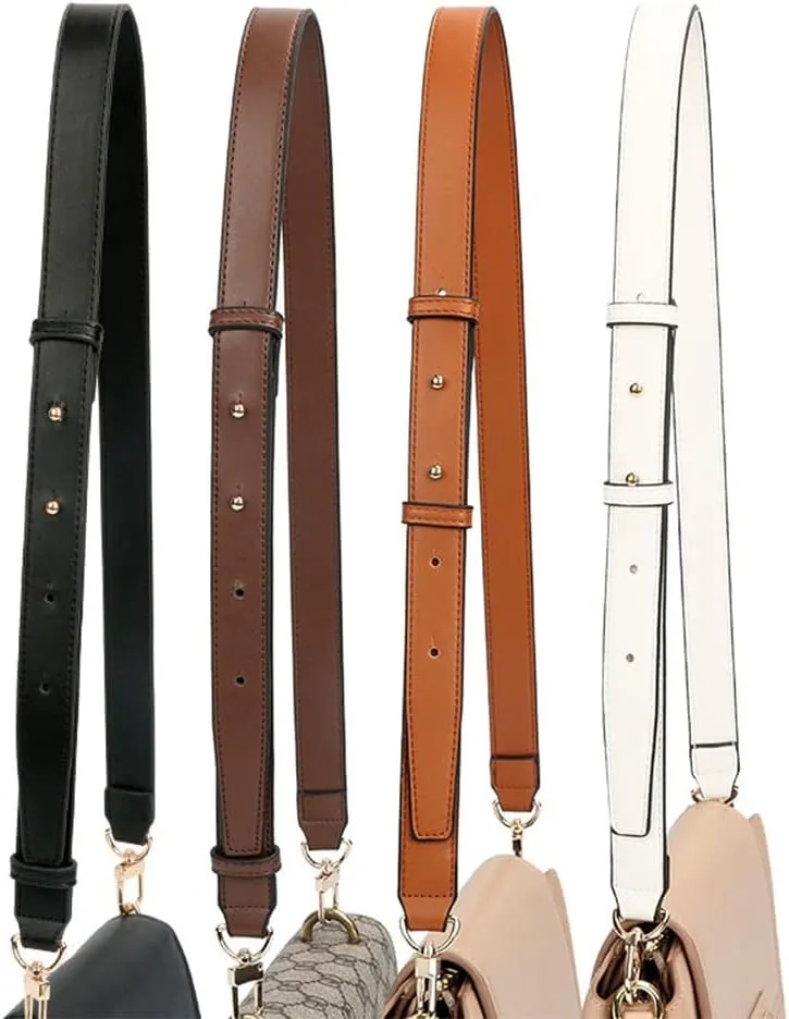 Smooth Leather Belt for Crossbody Handbags Shoulder Bag Replacement Adjustable Purse Strap Short Size Gold Clasp Coffee