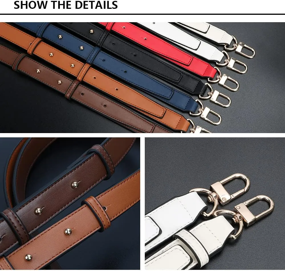 Smooth Leather Belt for Crossbody Handbags Shoulder Bag Replacement Adjustable Purse Strap Short Size Gold Clasp Coffee