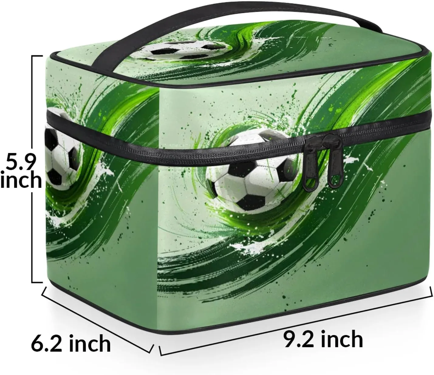 Soccer Travel Toiletry Bag Football Large Capacity Makeup Case Organizer with Handle Cosmetic Case for Women Girls