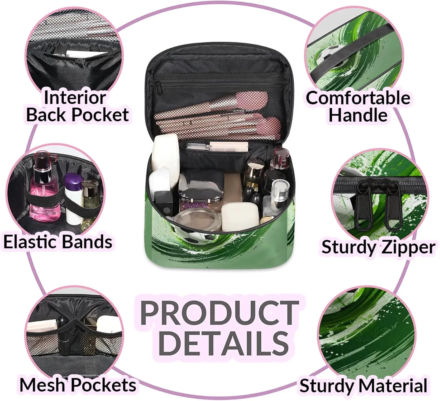Soccer Travel Toiletry Bag Football Large Capacity Makeup Case Organizer with Handle Cosmetic Case for Women Girls