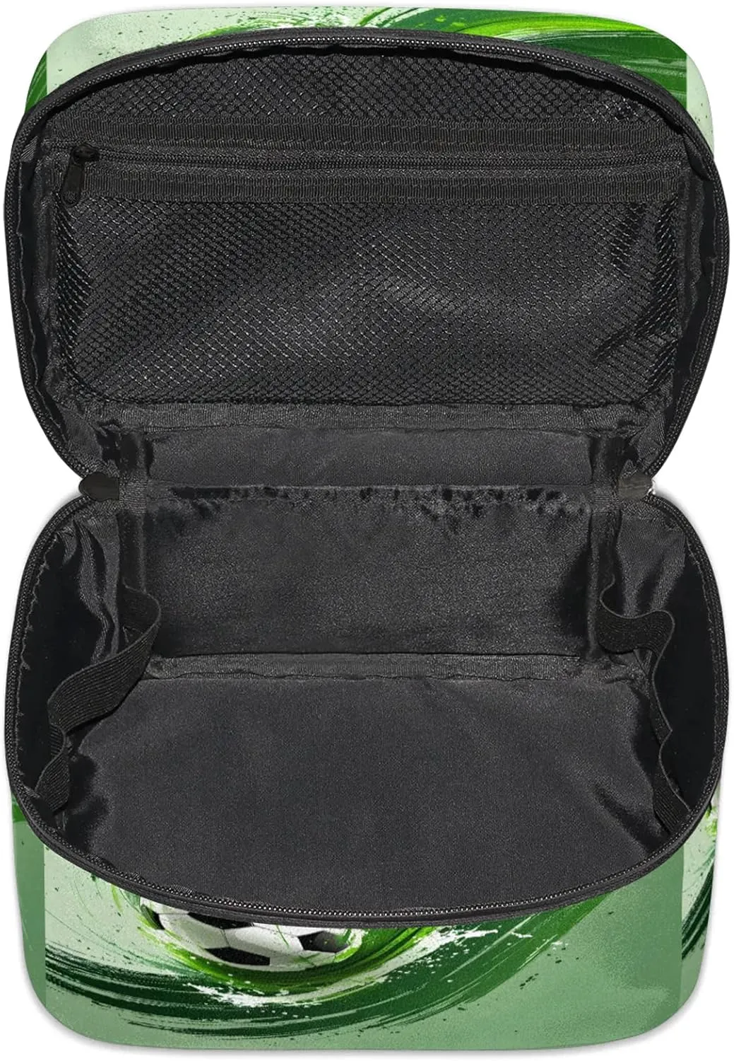 Soccer Travel Toiletry Bag Football Large Capacity Makeup Case Organizer with Handle Cosmetic Case for Women Girls