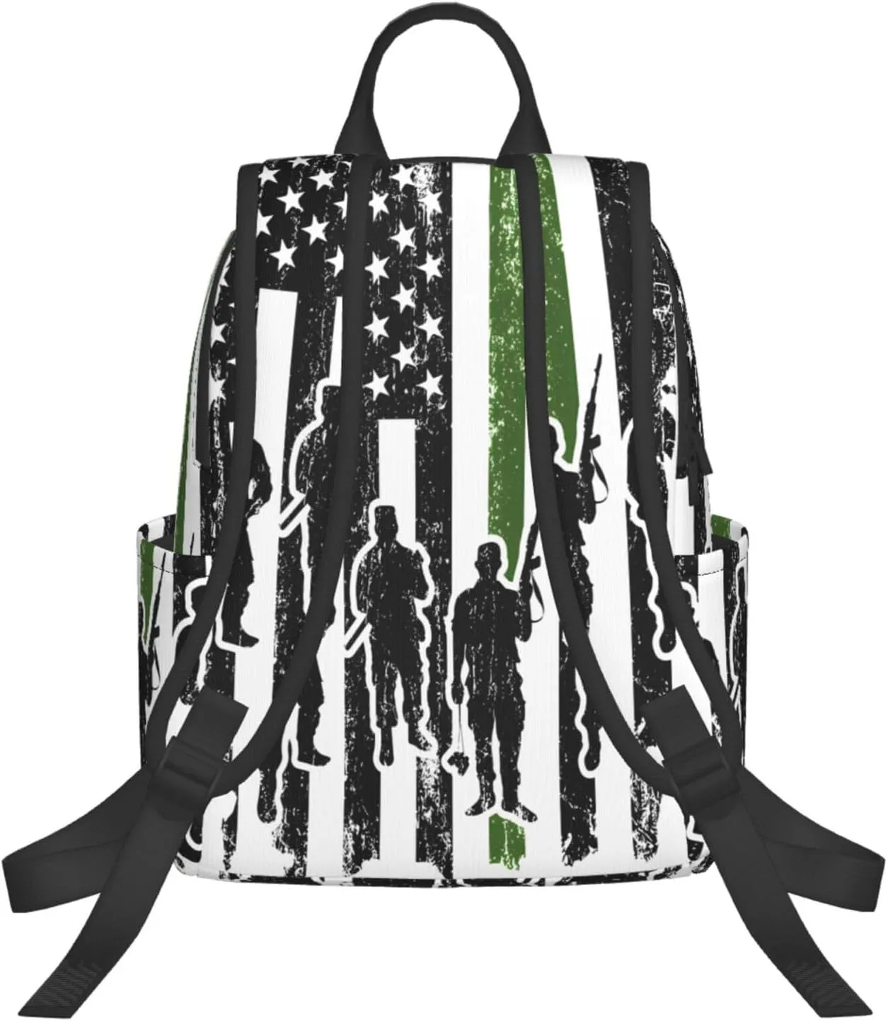 Soldiers American Flag Casual Backpacks Laptop Backpack Outdoor Travel Rucksack Sport Carry-On Daypack Lightweight Bag with Multi-Pockets