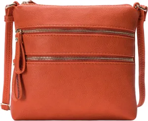 Solene Small Multi Zipper Pocket Crossbody Bag with Adjustable Strap, Lightweight Travel Purse, Daily Small Messenger Pouch