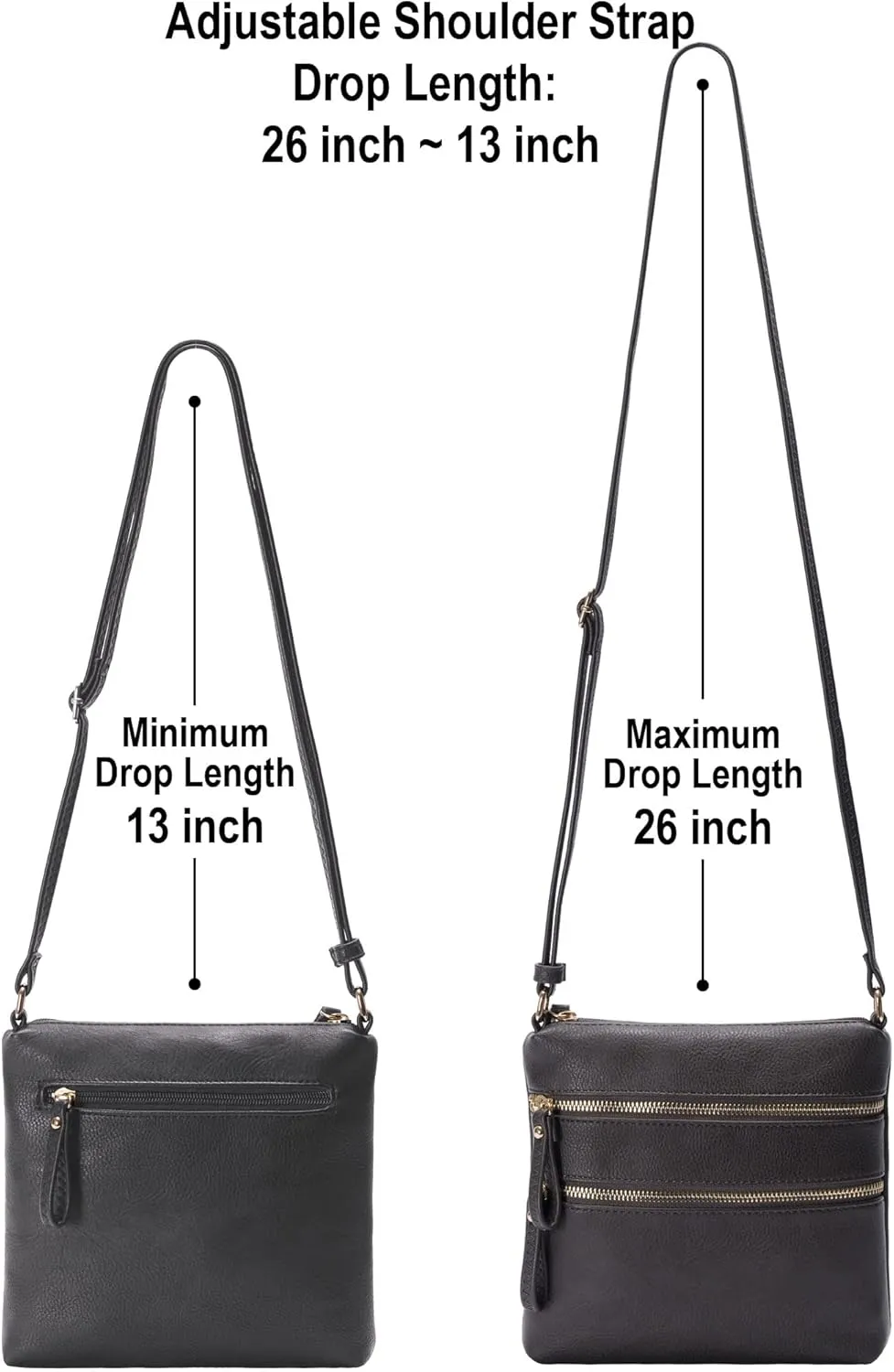Solene Small Multi Zipper Pocket Crossbody Bag with Adjustable Strap, Lightweight Travel Purse, Daily Small Messenger Pouch