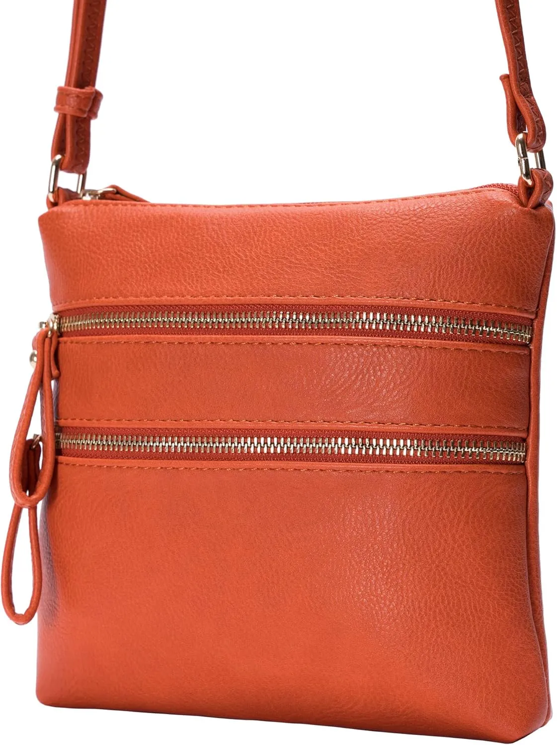 Solene Small Multi Zipper Pocket Crossbody Bag with Adjustable Strap, Lightweight Travel Purse, Daily Small Messenger Pouch
