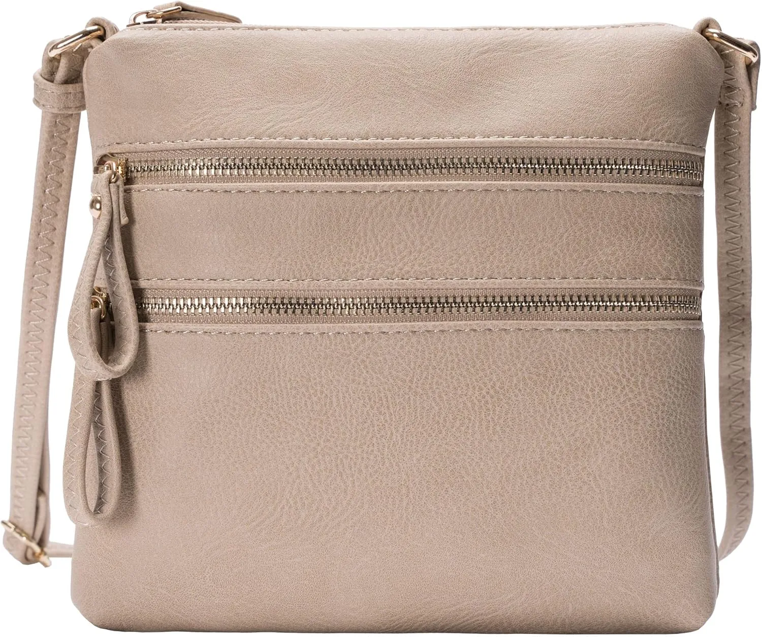 Solene Small Multi Zipper Pocket Crossbody Bag with Adjustable Strap, Lightweight Travel Purse, Daily Small Messenger Pouch