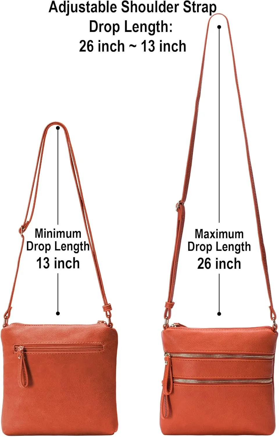 Solene Small Multi Zipper Pocket Crossbody Bag with Adjustable Strap, Lightweight Travel Purse, Daily Small Messenger Pouch