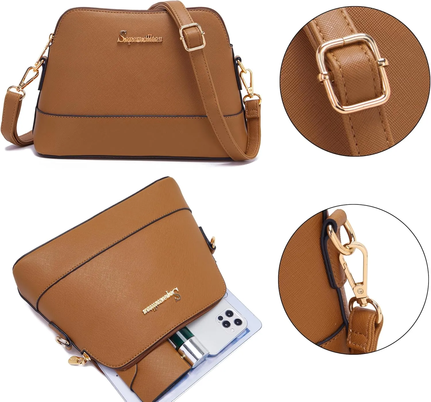 Soperwillton Handbag for Women Wallet Tote Bag Shoulder Bags Top Handle Satchel 5pcs Purse Set