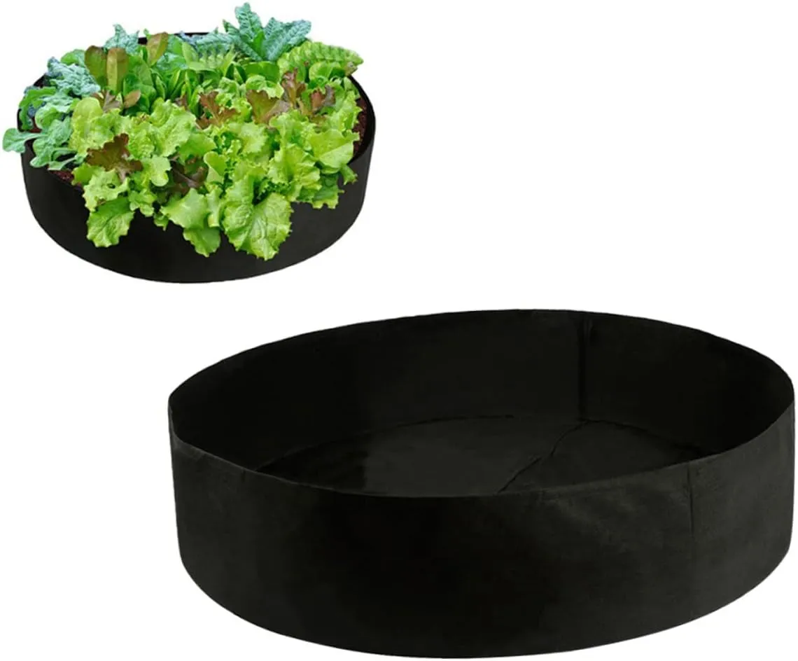Sosoport 2 Pcs Felt Planting Bags Round Garden Planter Insulated Planting Pouch Self-draining for Indoor and Outdoor Use