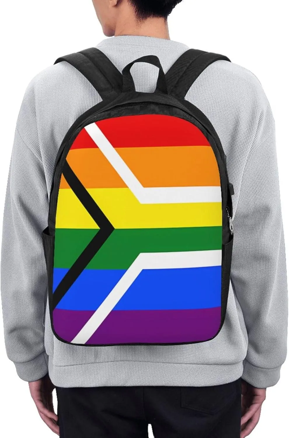 South Africa LGBT Rainbow Gay Pride Flag Laptop Backpacks Travel Backpack Casual Business Daypack Sport Rucksack Computer Bag Fits up to 17 Inch Notebook with USB Port