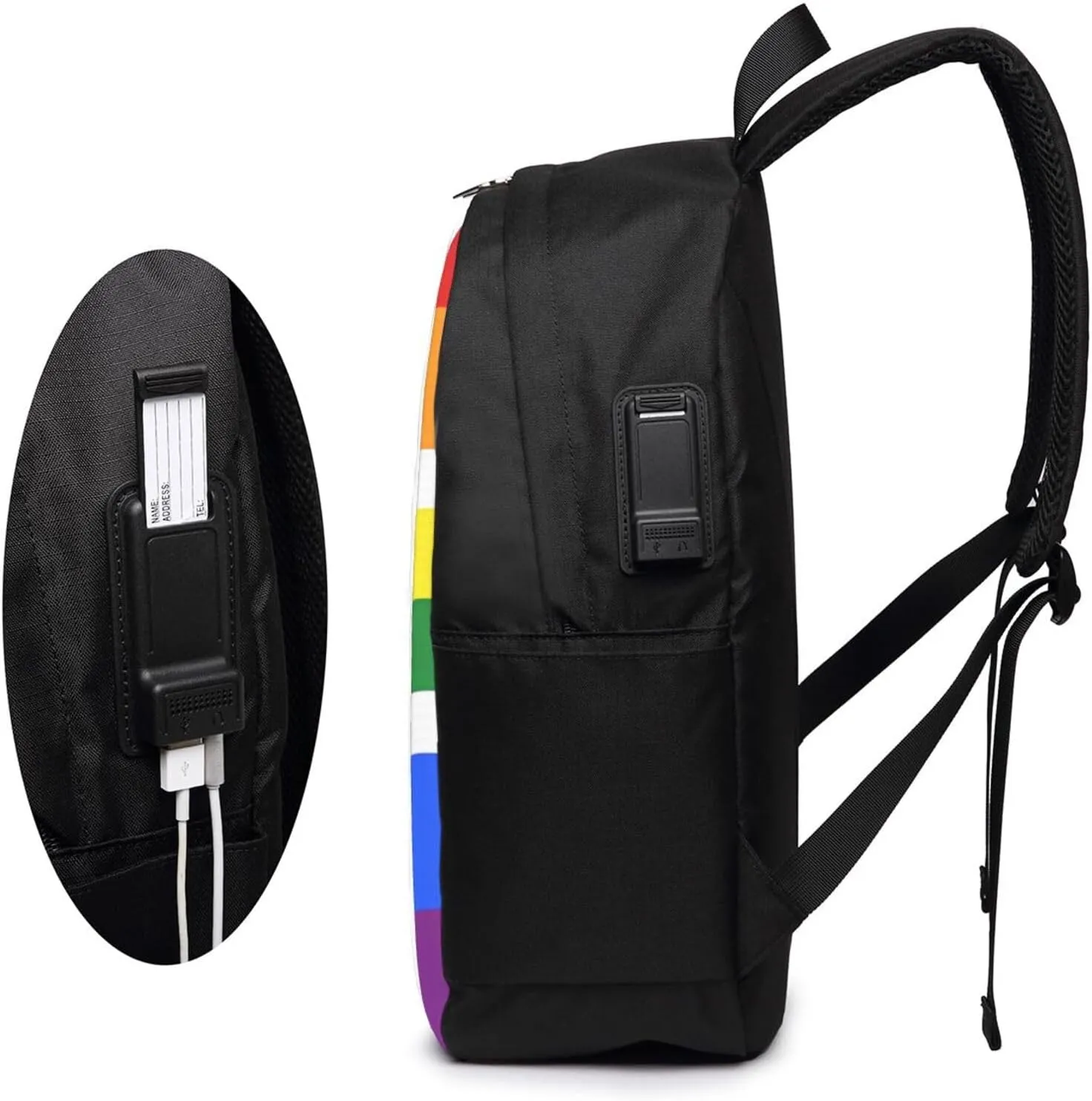 South Africa LGBT Rainbow Gay Pride Flag Laptop Backpacks Travel Backpack Casual Business Daypack Sport Rucksack Computer Bag Fits up to 17 Inch Notebook with USB Port