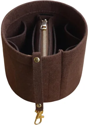 Soyizom Cannes Bag Insert Felt Handbag Organizer Inserts Bag in Bag Organizer with Detachable Bag and Key Chains Fits for Cannes Cylinder Bag Tote Insert Purse Organzies,Brown
