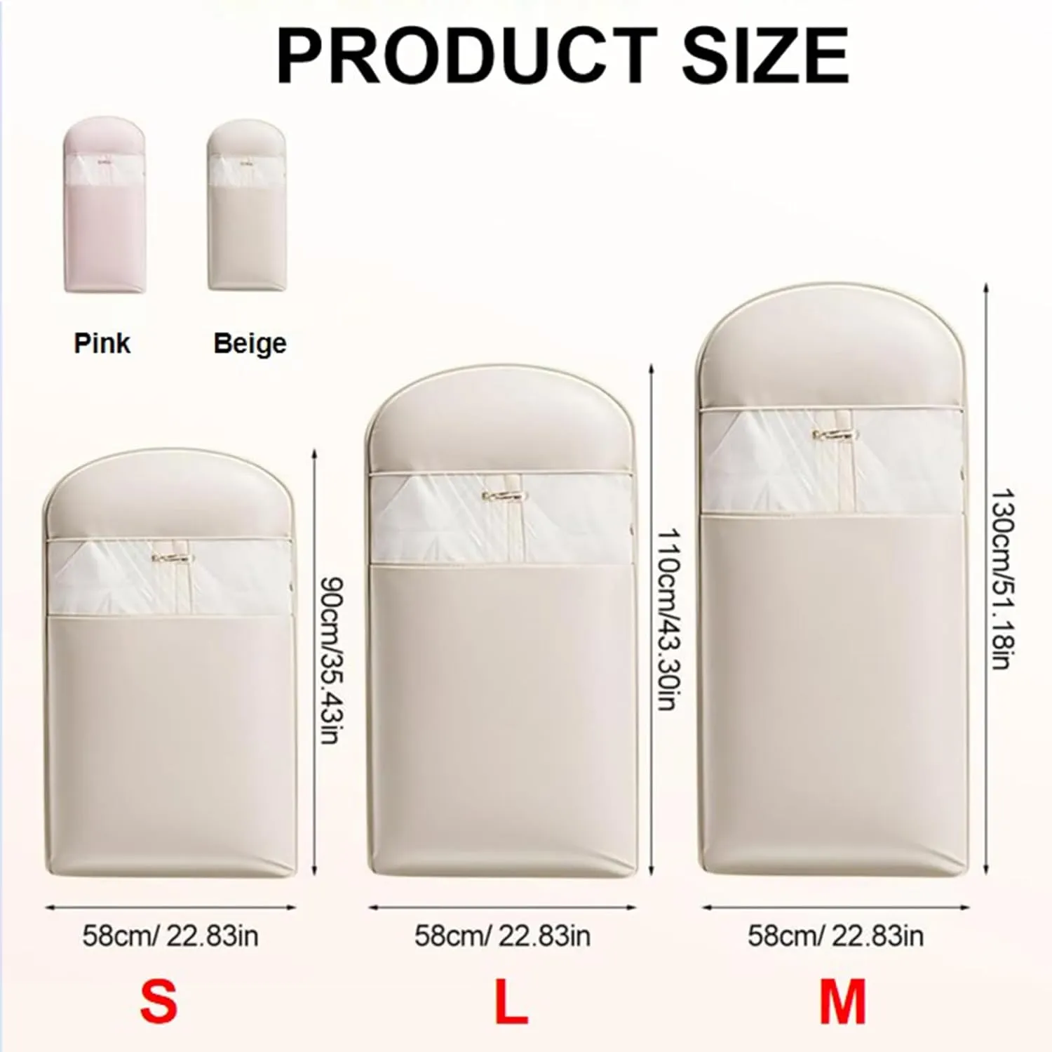 Space Saving Hanging Garment Bag with Self Compression Zipper, Space Saver Closet Organizers, Otherwise Garment Bag Dust Proof Storage, Clothes Cover Protectors for Travel Home Down Coat (Pink, L)