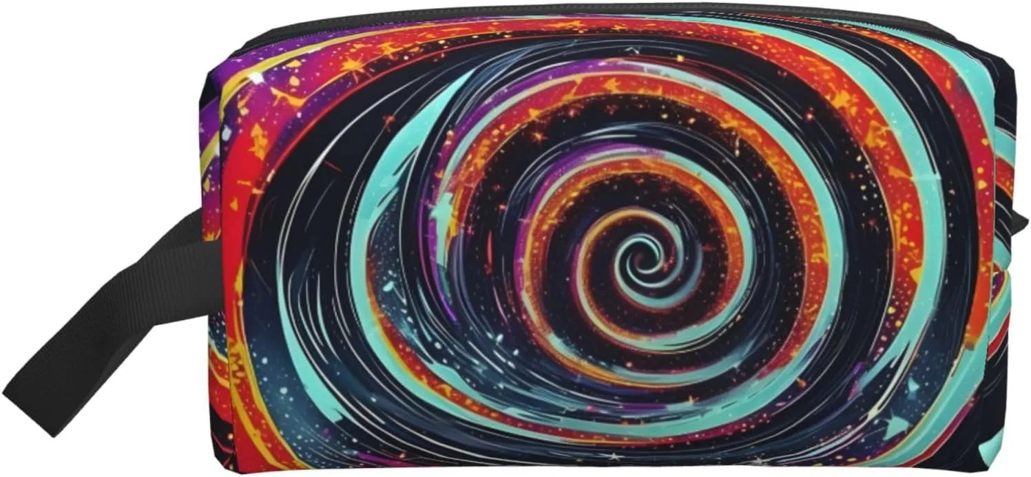 Space Spiral Cosmic Print Zippered Storage Bag for Travel Large Capacity Christmas Tree Makeup Storage