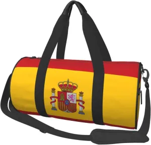 Spanish Flag Round Travel Duffle Bags Gym Training Holdall Large Sport Bags for Men Women Handbag