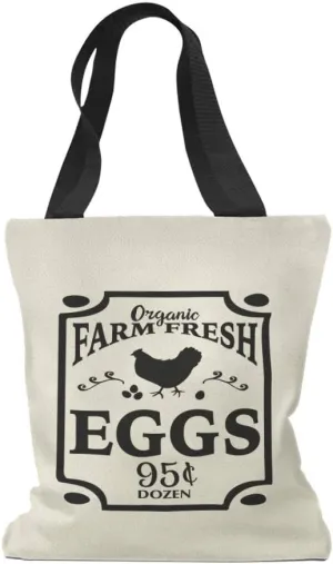 Speedy Pros Canvas Tote Bag for Women Organic Farm Fresh Eggs 95 Farm Hearth Country Beach Bags for Women