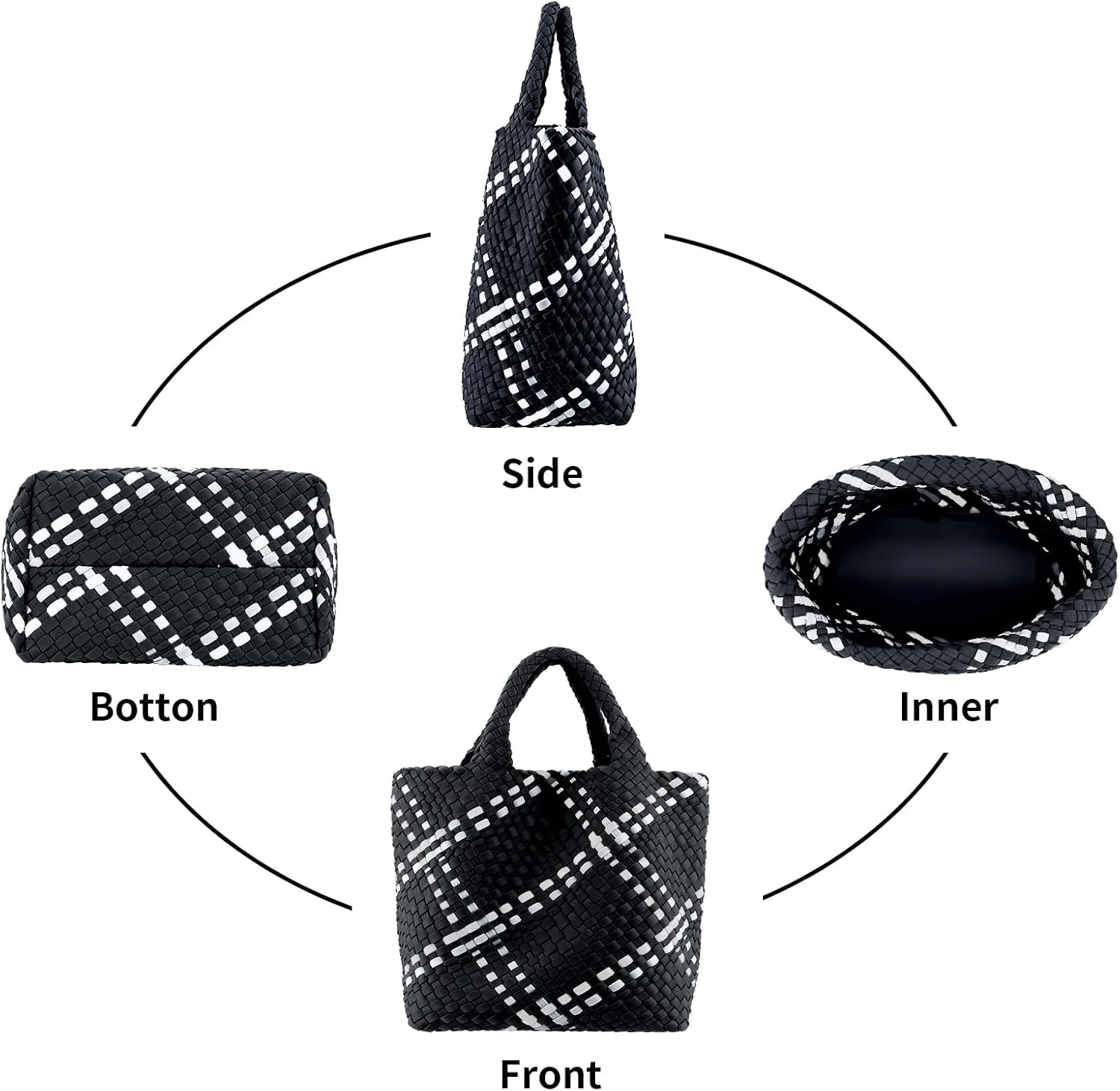 SporGenius Woven Bag for Women, Vegan Leather Tote Bag Large Summer Beach Travel Handbag with Handmade Purse