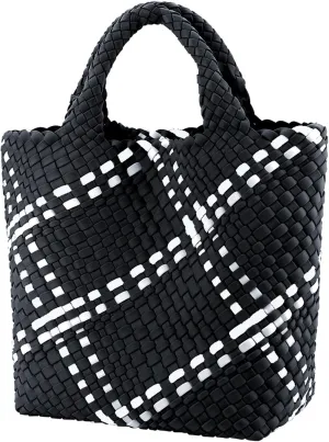 SporGenius Woven Bag for Women, Vegan Leather Tote Bag Large Summer Beach Travel Handbag with Handmade Purse