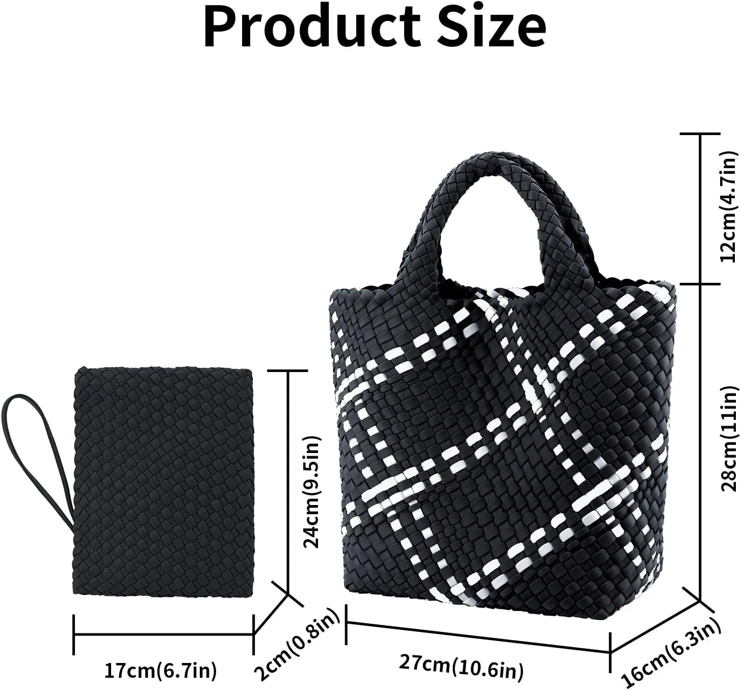 SporGenius Woven Bag for Women, Vegan Leather Tote Bag Large Summer Beach Travel Handbag with Handmade Purse