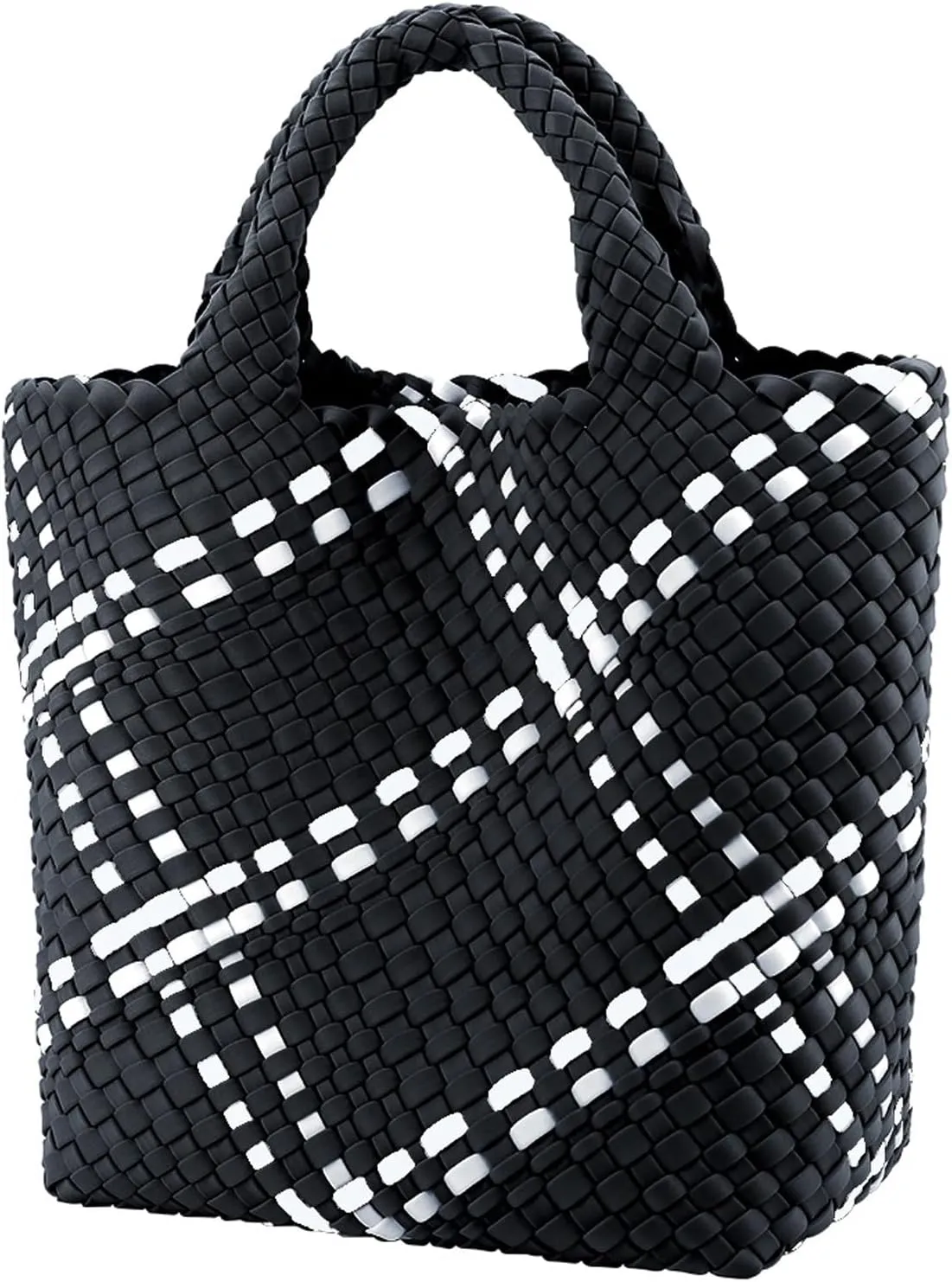 SporGenius Woven Bag for Women, Vegan Leather Tote Bag Large Summer Beach Travel Handbag with Handmade Purse