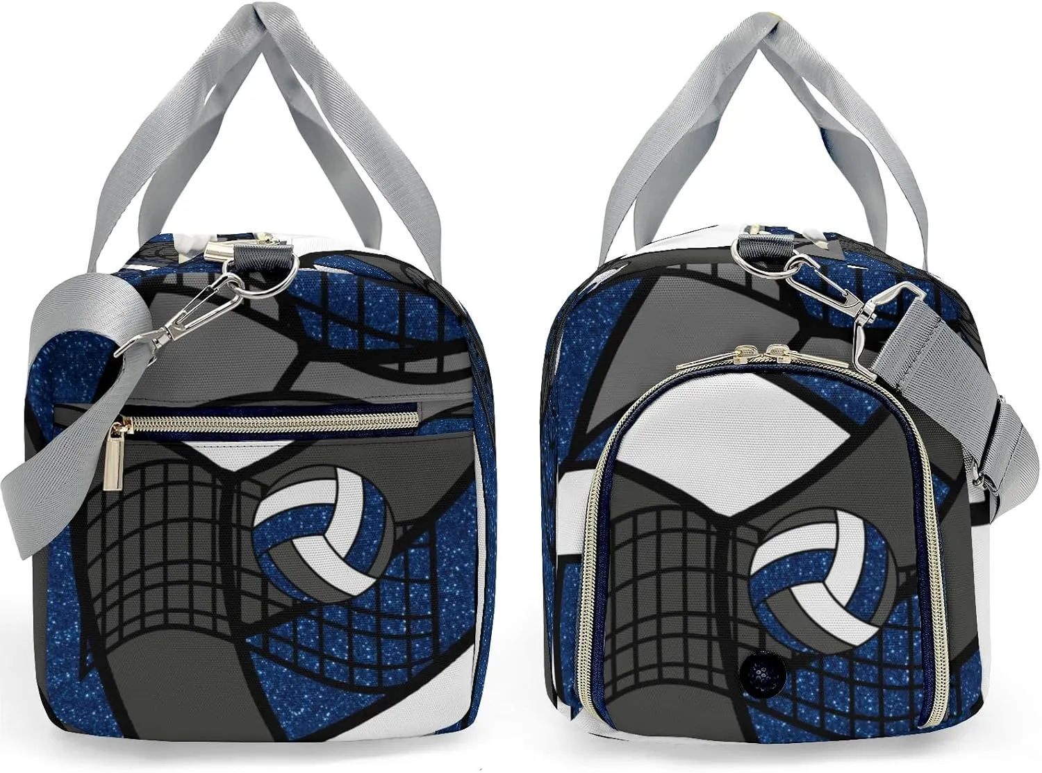 Sport Player Gym Bags Travel Duffle Bag,Volleyball Glitter Royal Weekender Duffel Bag with Shoe Compartment,Personalized Workout Duffle Sports Bag for Travel Yoga