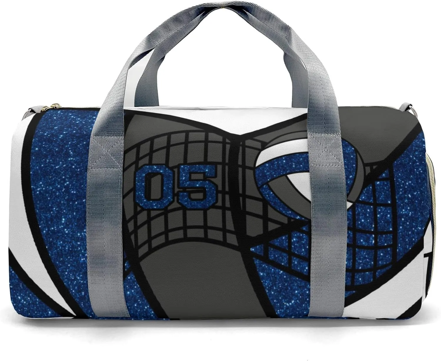 Sport Player Gym Bags Travel Duffle Bag,Volleyball Glitter Royal Weekender Duffel Bag with Shoe Compartment,Personalized Workout Duffle Sports Bag for Travel Yoga