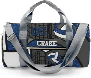 Sport Player Gym Bags Travel Duffle Bag,Volleyball Glitter Royal Weekender Duffel Bag with Shoe Compartment,Personalized Workout Duffle Sports Bag for Travel Yoga