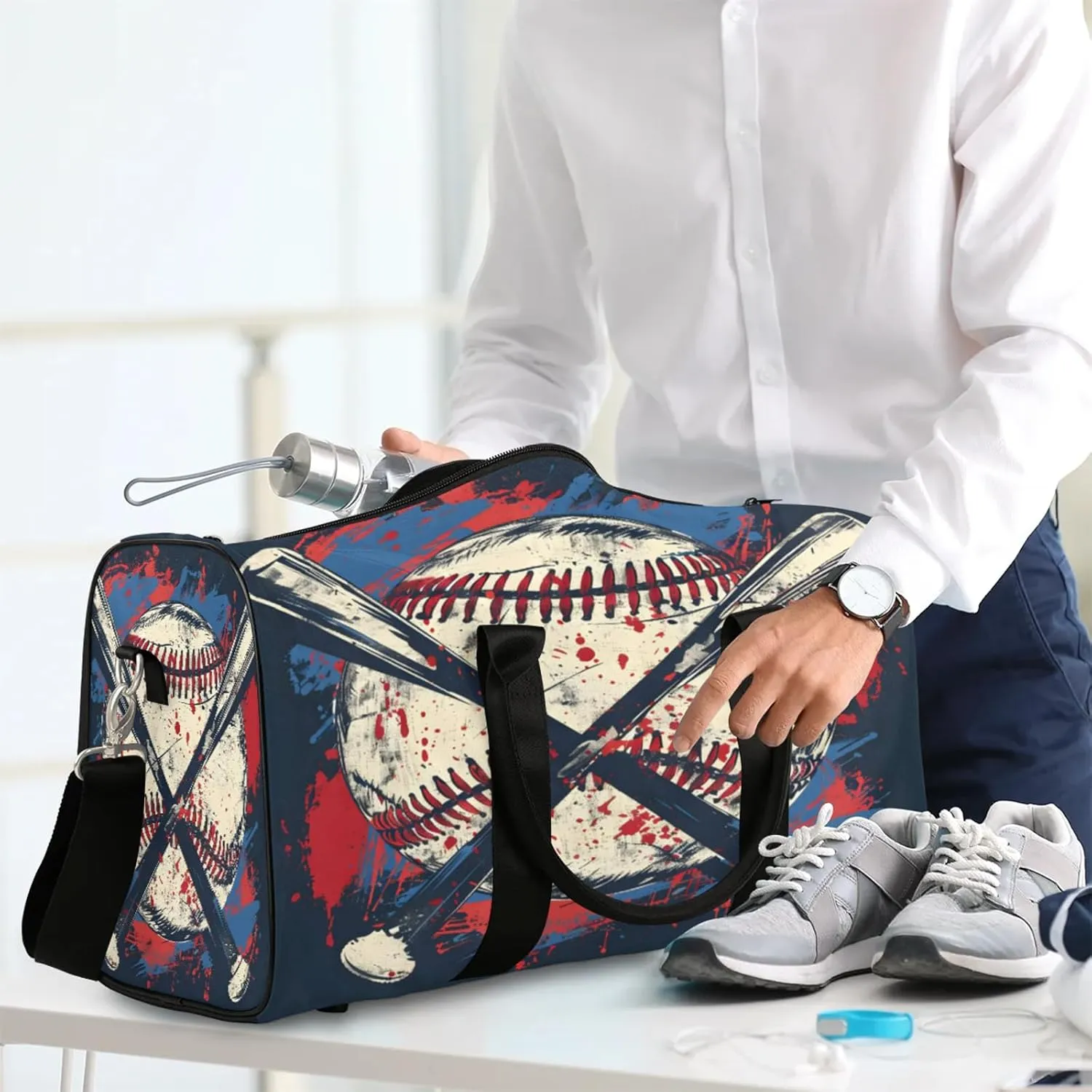 Sports Ball Baseball Travel Bag for Men Women, Gym Duffle Bags for Travel, Carry On Luggage Bag, Weekender Overnight Workout Bags