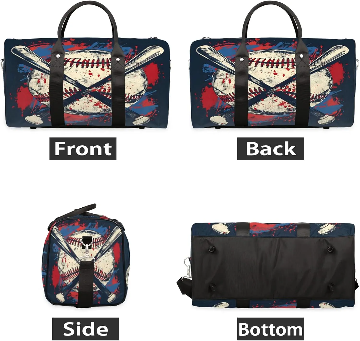 Sports Ball Baseball Travel Bag for Men Women, Gym Duffle Bags for Travel, Carry On Luggage Bag, Weekender Overnight Workout Bags