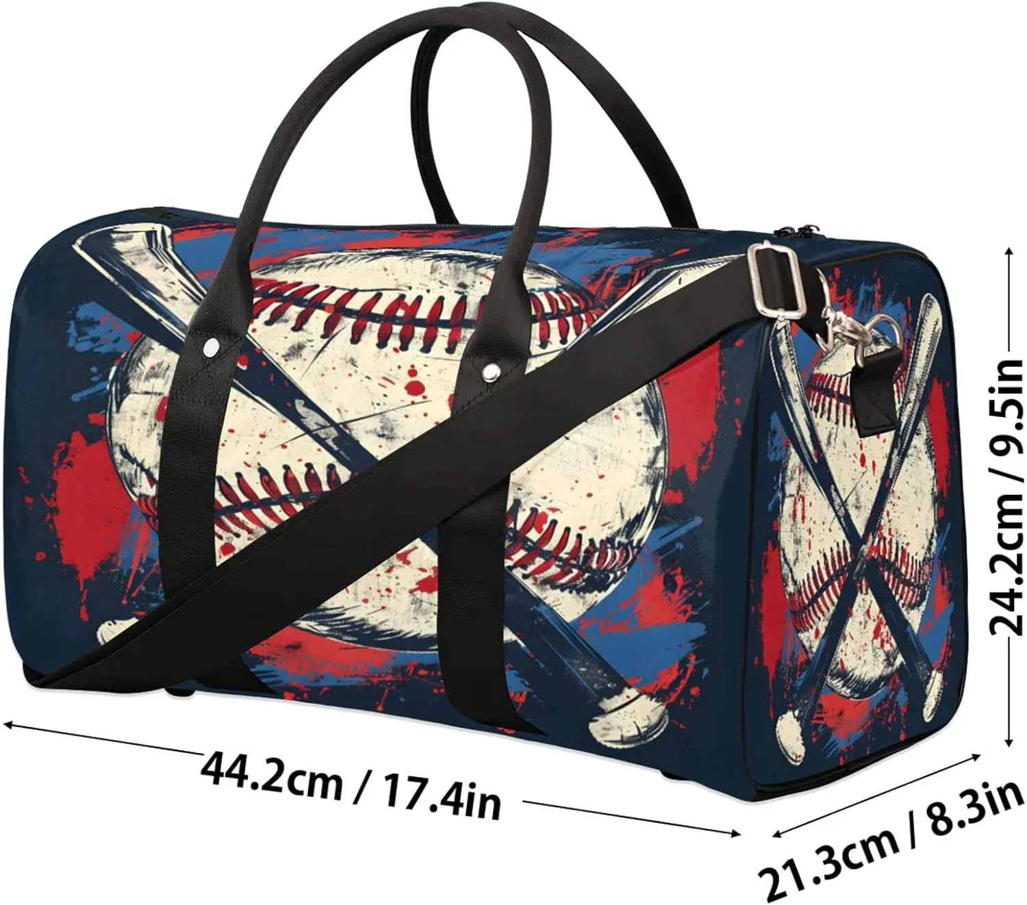 Sports Ball Baseball Travel Bag for Men Women, Gym Duffle Bags for Travel, Carry On Luggage Bag, Weekender Overnight Workout Bags