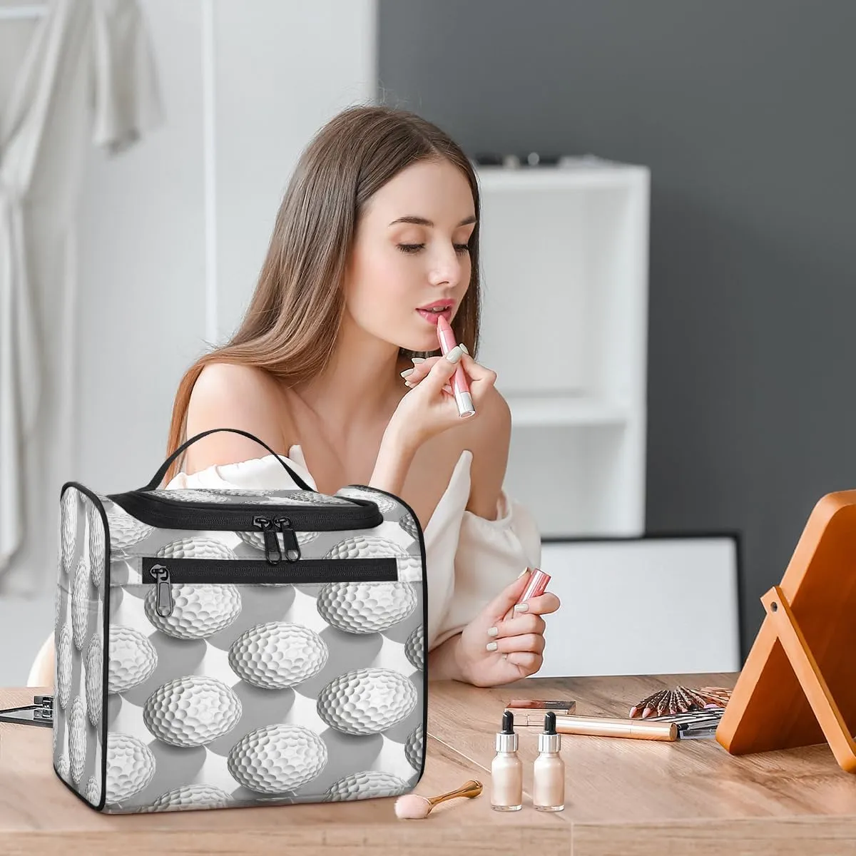 Sports Golf Travel Toiletry Bag for Women Large Capacity Wide-open Makeup Organizer Cosmetic Travel Bags for Toiletries